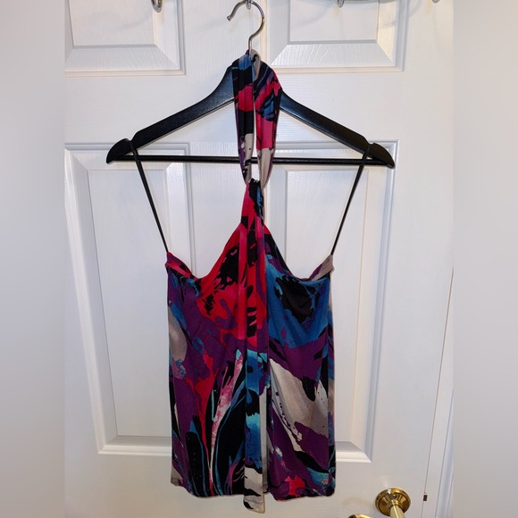 Express Tops - Express Multicolor Party Print Halter Top, Size XS